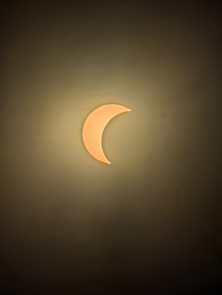 View of the partial eclipse phase in Los Santos de la Humosa on August 12, 2026