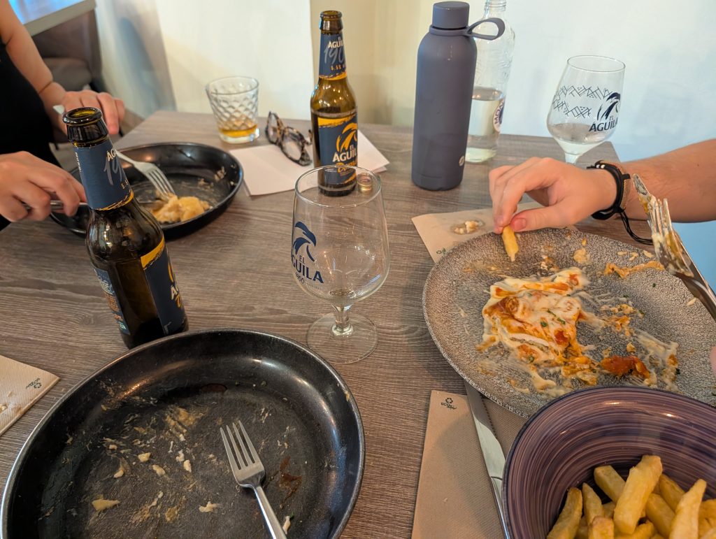Lunch table at Talanis restaurant in Alcala de Henares